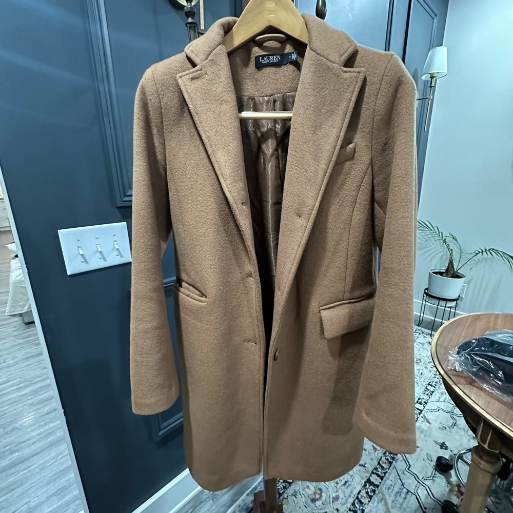 Ralph Lauren Camel Wool Trench Coat Pea Coat